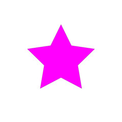 A single, bright pink five pointed star centered on a plain white background in a simple graphic design