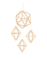 Christmas straw spider decoration element. Ukrainian and Scandinavian himmeli hanging straw holiday decoration. Vector isolated illustration.