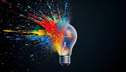Exploding Light Bulb - A Burst of Creative Ideas and Innovation.