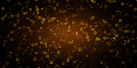 Fondo abstracto oscuro con efecto bokeh de partículas doradas o ámbar
