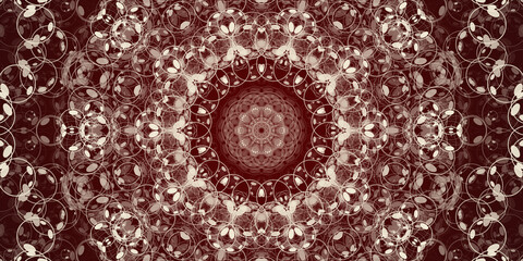 Fondo abstracto de mándala simétrico en tonos burdeos y beige