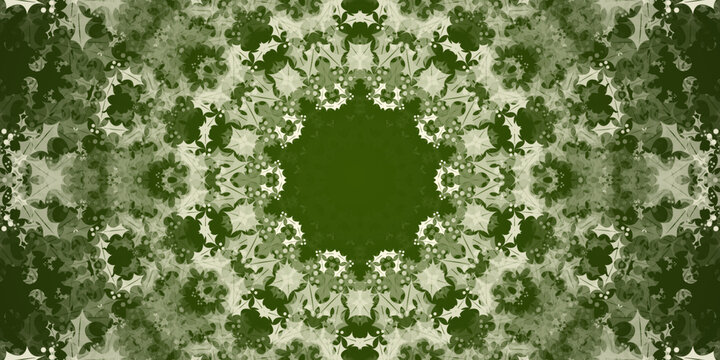 Fondo abstracto de caleidoscopio en tonos verde y beige