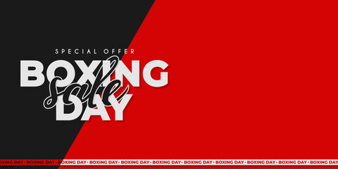 Boxing day illustration background on red and black banner
