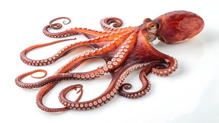 Fototapeta premium Octopus sea creature wildlife marine invertebrate cut out isolated on white with shadow. AI generated.