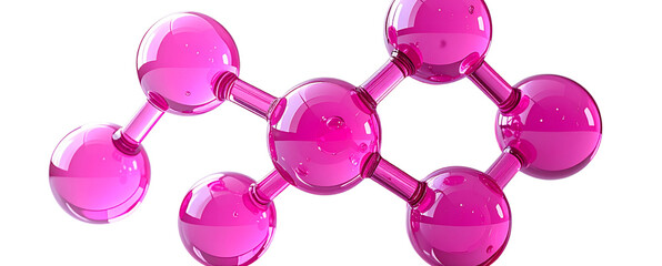 PNG 3D Scientific Molecule Icon in Pink – Transparent Background