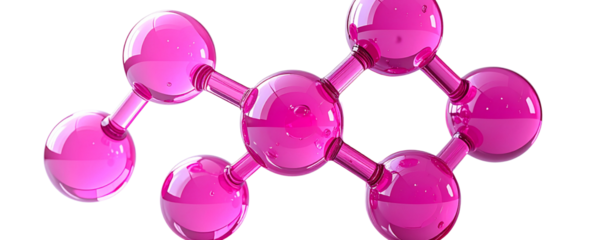 PNG 3D Scientific Molecule Icon in Pink – Transparent Background