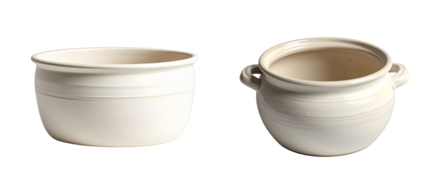 PNG Handcrafted Round Ceramic Pot with Matte Finish –  Isolated