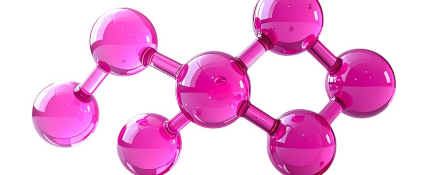 PNG 3D Scientific Molecule Icon in Pink – Transparent Background