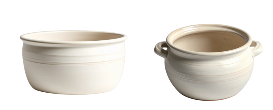 PNG Handcrafted Round Ceramic Pot with Matte Finish –  Isolated - Powered by Adobe