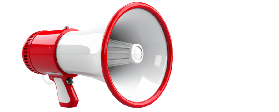 Red and White 3D Horn Illustration for Marketing – Transparent Background PNG