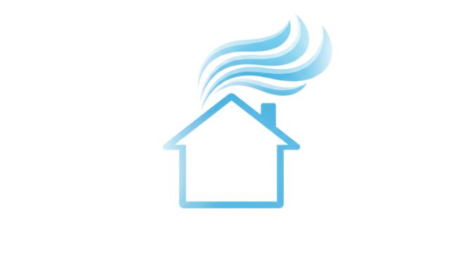 House with smoke from chimney symbol for home heating and energy efficiency isolated on transparent background - Powered by Adobe