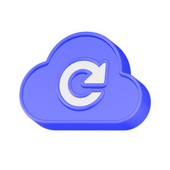 3d rendering icon cloud refresh blue color