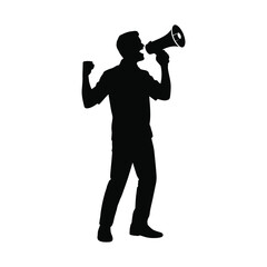 Man Shouting into Megaphone Silhouette - Protest, Activism & Public Speaking