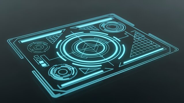 Futuristic Interface Design Digital Technology HUD with Interactive Elements & Data Visualization