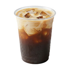 Iced coffee in plastic cup on transparent background PNG Generative AI
