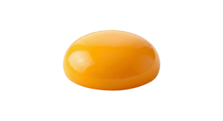 Vibrant egg yolk close up studio shot showing rich color and perfect dome shape isolated on transparent background