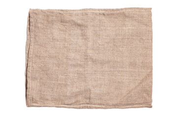 Natural burlap fabric isolated on white background