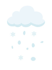 Snowy weather icon with cloud and snow falling. Weather forcast icon clipart. Flat vector in cartoon style isolated on white background. Winter clipart.