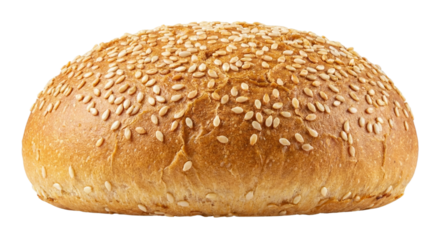 Fresh sesame seed bun close up bakery bread golden food nobody on transparent isolated on transparent background