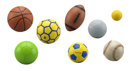 A vivid collection of different sports balls, representing diverse athletic activities and