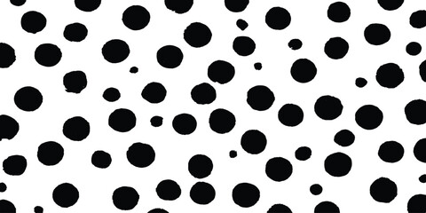 Dots black and white design for modern textures. Abstract black and white vector polka dot seamless pattern Hand-drawn, simple, dots on white background. 