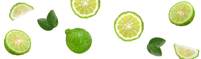 Set of bergamot and half on white background.herb for health  on transparent. © siriratsavett88