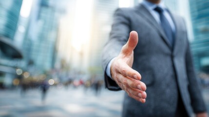 Business handshake welcoming opportunity meeting