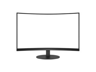 Curved computer monitor isolated on black background providing sharp resolution
