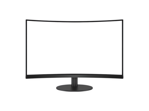 Curved computer monitor isolated on black background providing sharp resolution