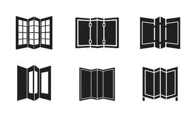 Folding Room Divider Screen Icon Set | Interior Design Furniture Vector