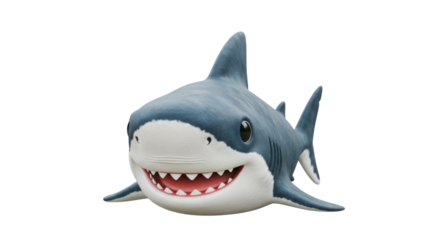 Cartoon shark toy with a happy expression isolated PNG with Transparent Background
