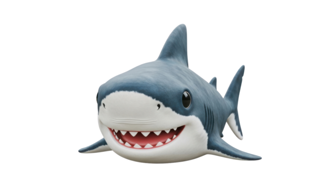 Cartoon shark toy with a happy expression isolated PNG with Transparent Background