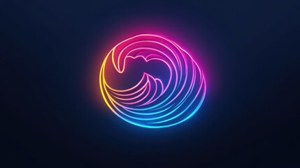 Dynamic Neon Wave Swirl with Vibrant Pink-Blue-Yellow Gradient Glow on Dark Background