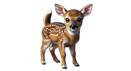 Cute fawn with white spots illustration isolated PNG with Transparent Background