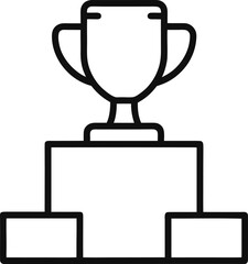 Trophy on Winners Podium Icon outline vector illustration on white background