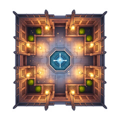 Ornate Courtyard With Octagonal Fountain And Lanterns Top View water architecture isolated on a transparent background