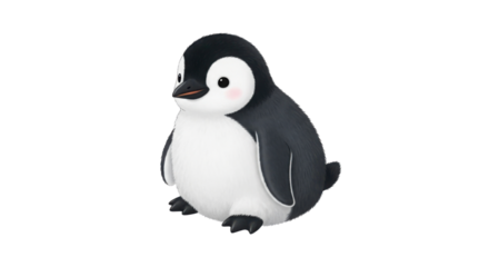 Cute baby penguin illustration isolated PNG with Transparent Background