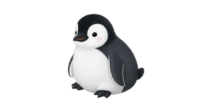Cute baby penguin illustration isolated PNG with Transparent Background