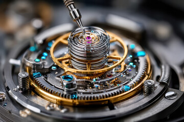 Intricate watch movement assembly highlighting delicate components and precision work