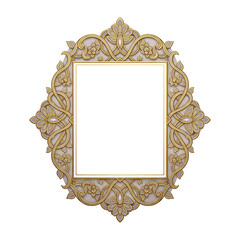 Ornate oval frame with floral and scrollwork embellishments decorative gold isolated on a transparent background
