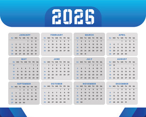 Printable 2026 wall calendar template