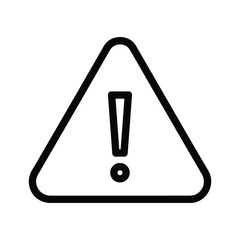 Outline warning sign icon with an exclamation mark in a triangle shape, danger alert concept, symbol of caution and error.