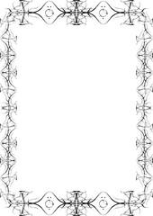 Vintage decorative frame in Gothic style - elegant black frame on transparent background, PNG, 300 DPI