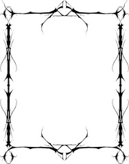 Vintage decorative frame in Gothic style - elegant black frame on transparent background, PNG, 300 DPI