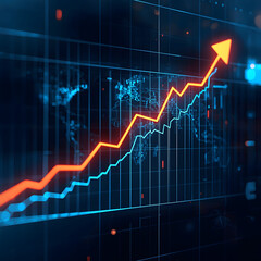 business graph with arrow, stock market chart, business graph background with arrow, Financial Growth Chart with Upward Arrow