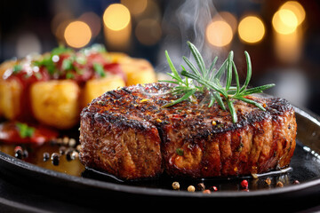 Sizzling Grilled Steak with Rosemary and Potatoes