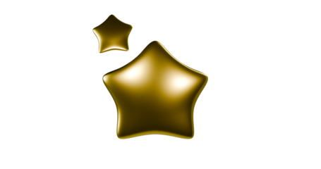 Golden star shining glowing metal texture on a transparent background
