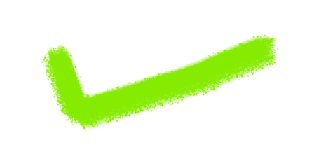 Green check mark textured grunge tick on transparent background