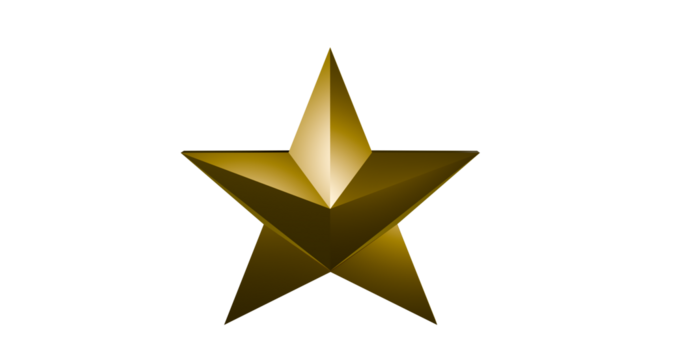 Golden star shining with shadows and light on transparent background - Powered by Adobe