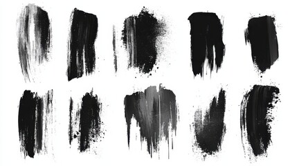 Artistic brush strokes isolated curves and squares in a digital gallery visual art contemporary space abstract concept